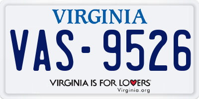 VA license plate VAS9526