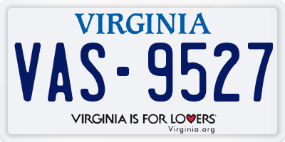 VA license plate VAS9527