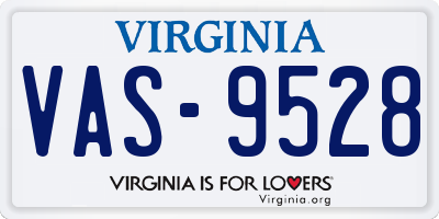 VA license plate VAS9528