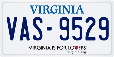 VA license plate VAS9529