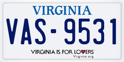 VA license plate VAS9531