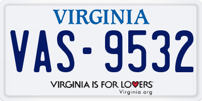 VA license plate VAS9532