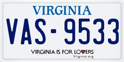 VA license plate VAS9533