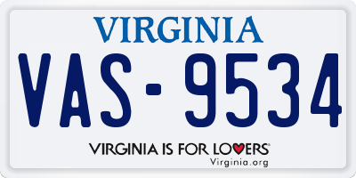 VA license plate VAS9534