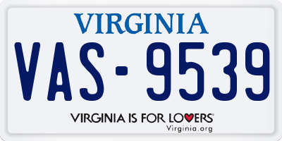 VA license plate VAS9539