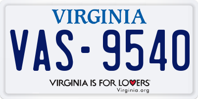 VA license plate VAS9540