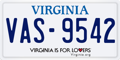 VA license plate VAS9542