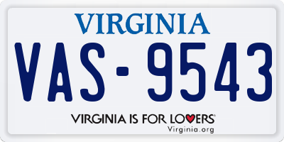 VA license plate VAS9543