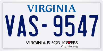 VA license plate VAS9547