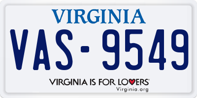 VA license plate VAS9549