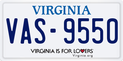 VA license plate VAS9550