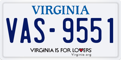 VA license plate VAS9551