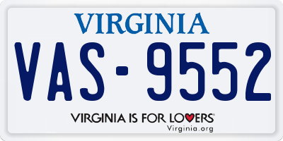 VA license plate VAS9552