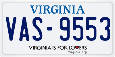 VA license plate VAS9553