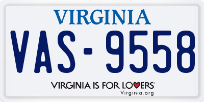 VA license plate VAS9558