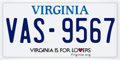 VA license plate VAS9567