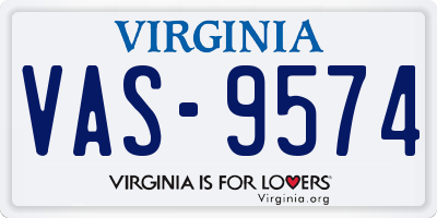 VA license plate VAS9574