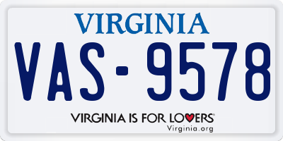 VA license plate VAS9578