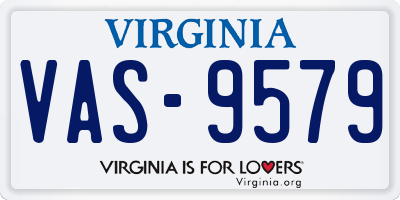 VA license plate VAS9579