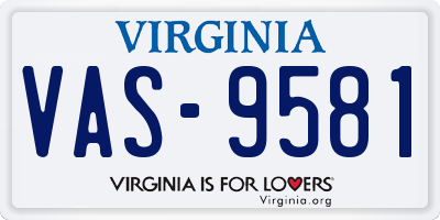 VA license plate VAS9581