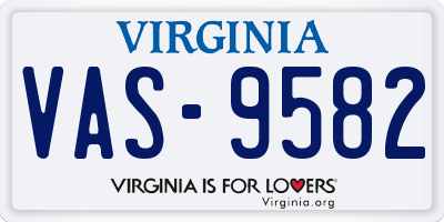 VA license plate VAS9582