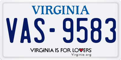 VA license plate VAS9583