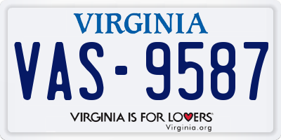 VA license plate VAS9587