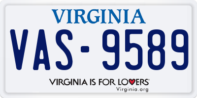 VA license plate VAS9589