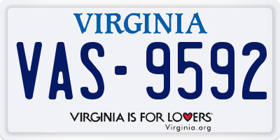 VA license plate VAS9592