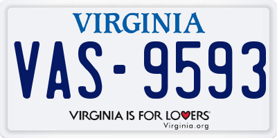 VA license plate VAS9593