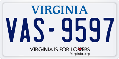 VA license plate VAS9597