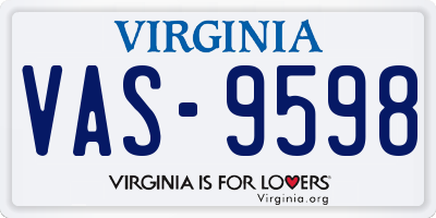 VA license plate VAS9598