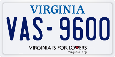 VA license plate VAS9600