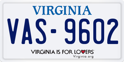 VA license plate VAS9602