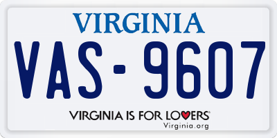 VA license plate VAS9607