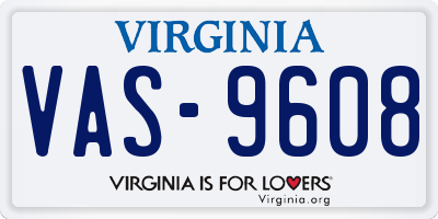 VA license plate VAS9608