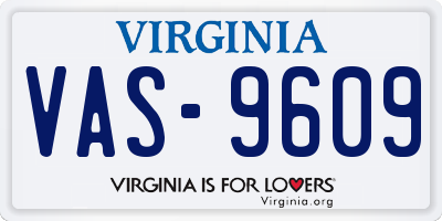 VA license plate VAS9609