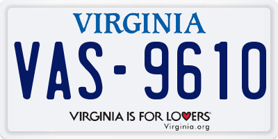 VA license plate VAS9610