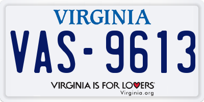 VA license plate VAS9613