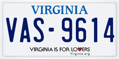 VA license plate VAS9614