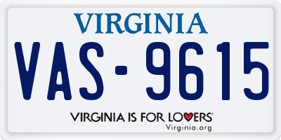 VA license plate VAS9615