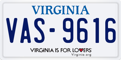 VA license plate VAS9616