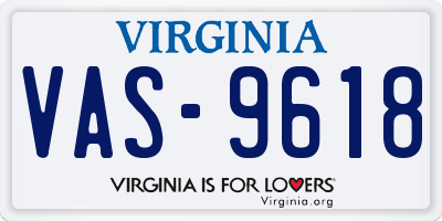 VA license plate VAS9618