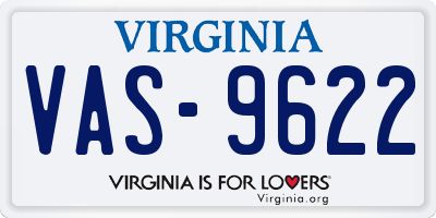 VA license plate VAS9622