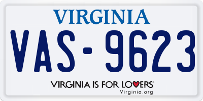 VA license plate VAS9623