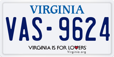 VA license plate VAS9624