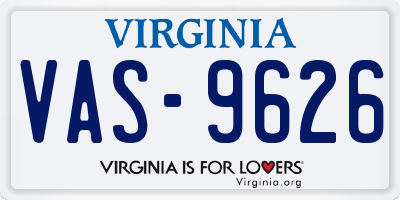 VA license plate VAS9626