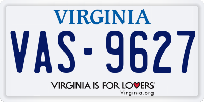 VA license plate VAS9627