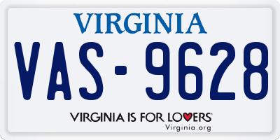 VA license plate VAS9628