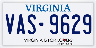 VA license plate VAS9629